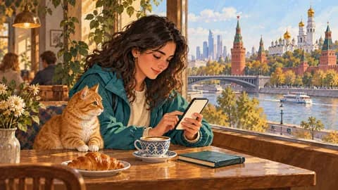 Путешественница с телефоном в Москве