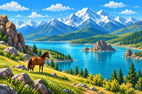 Пиксельная иллюстрация: Казахстан