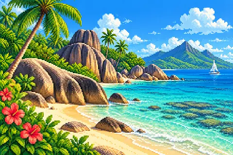 Пиксельная иллюстрация: Сейшельские о-ва