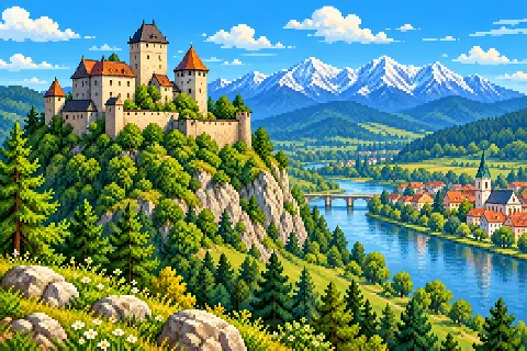 Пиксельная иллюстрация: Словакия